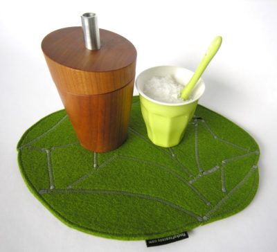 Smart eco-conscious trivet or hotpad in wool felt upcycled eco concious