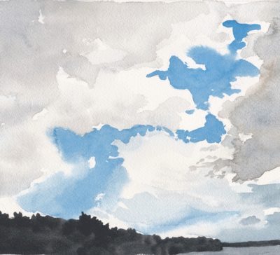 Watercolour of autumnal cloudy skies