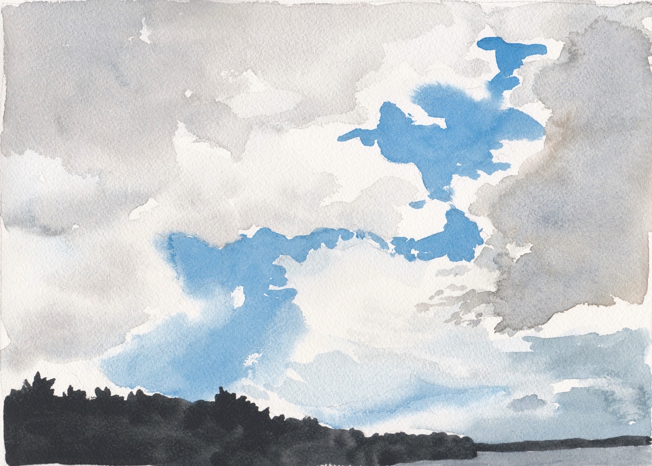 Watercolour of autumnal cloudy skies