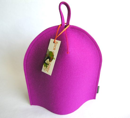 8cup modern magenta pink wool felt cozy for french press coffe maker by bodum chambord by flock of tea cosy
